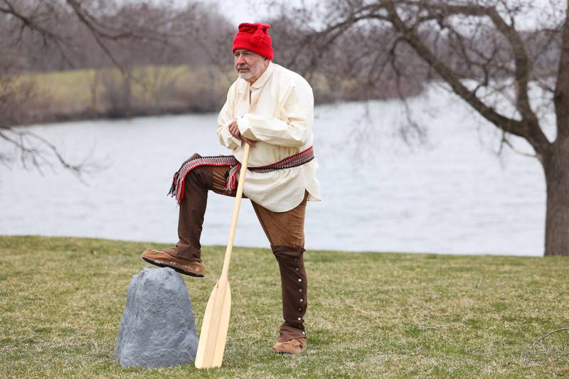 Jim Healy, of Joliet, does a one-man play as famed 17th century French-Canadian explorer Louis Joliet.