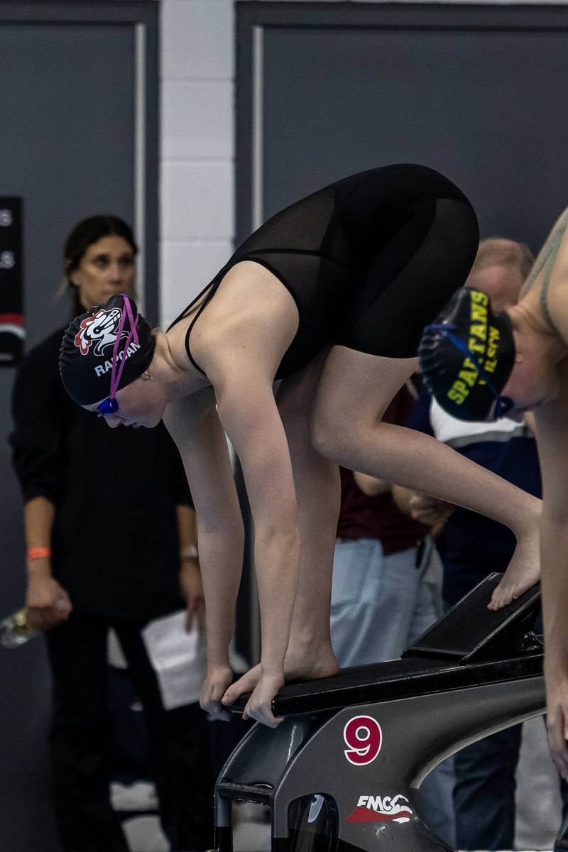 Lincoln-Way Central’s Emma Rapcan competes in the 200 Yard Freestyle during the IHSA Girls State Swimming Preliminaries at FMC Natatorium in Westmont on Nov. 14, 2025.