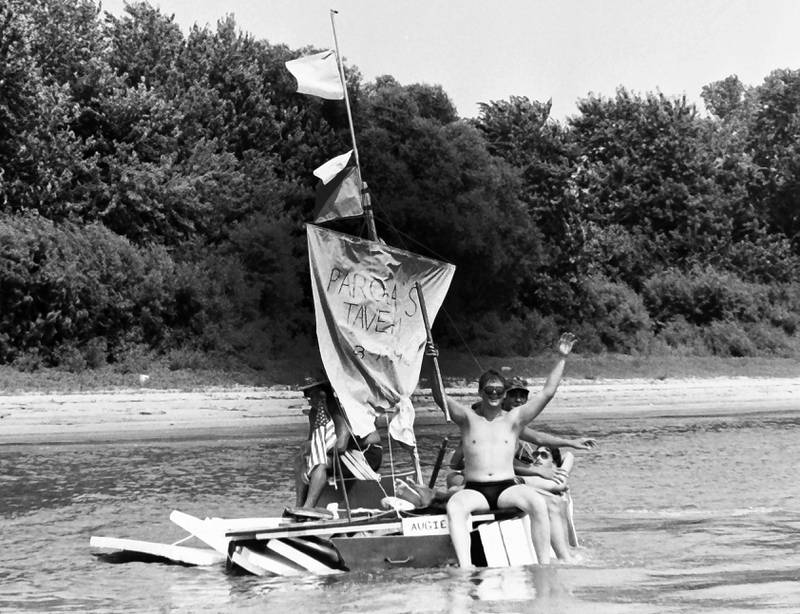 The Anything That Floats races were held from 1978-1986 each year in Peru. Contestants received a free case of Old Style beer upon entering. The rules were simple. To enter, participants needed to build a raft less than 50 feet in length and each person had to have a life jacket on board whether you wore it or not. A rope had to be attached to the raft for towing. Rafts were made from styrofoam, inter tubes or barrels. A minimum of two paddles were required on the float. Rafts were launched at the Starved Rock Boat Ramp and finished at the Peru boat launch area. Over time, the event grew and got to big and out of control that organizers had to scrap it. This photo was found in the La Salle NewsTribune archives.