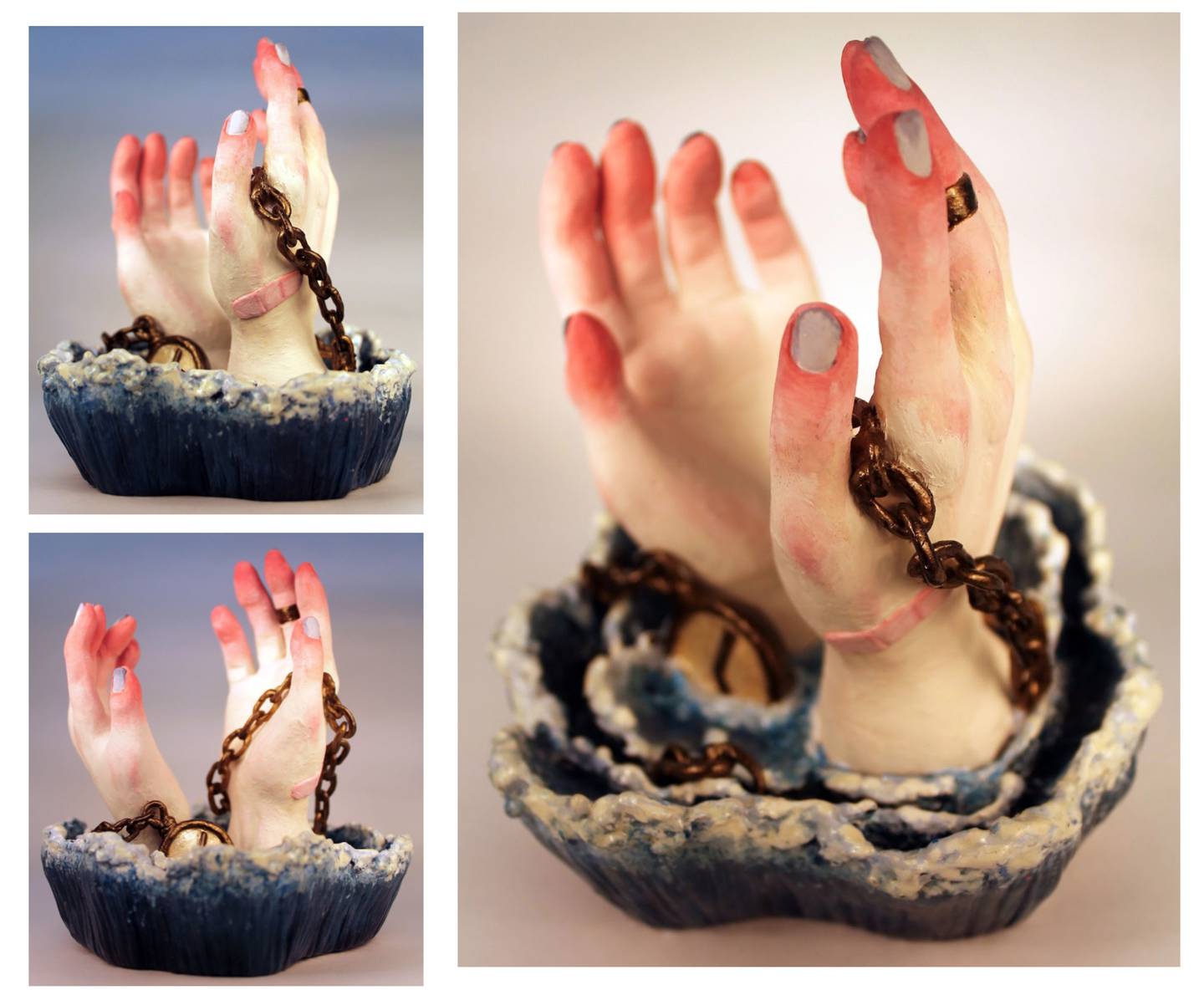 Vivianne Angulo, a senior at Plainfield South High School, earned a gold award from Scholastic Art & Writing Awards for her ceramics and glass piece called “Drowning in Time."