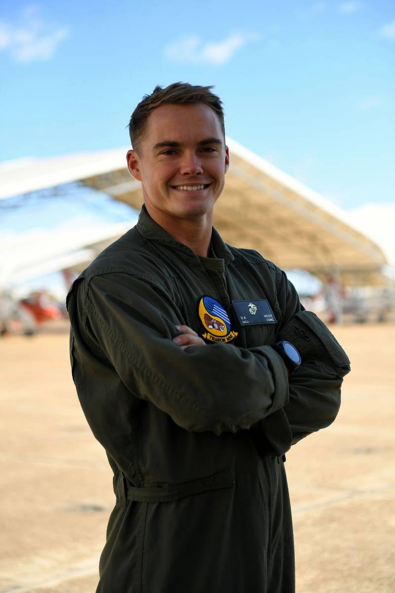 First Lt. Dane Meier, a native of Barrington, is serving in the U.S. Marine Corps assigned to U.S. Navy Training Squadron SEVEN (VT-7), alongside naval aviators who learn the skills they need to fly missions around the world.