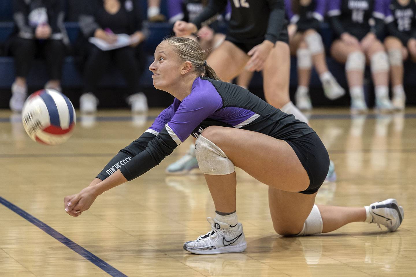 Dixon’s Makenzie Toms plays a shot against Newman Thursday, Oct. 3, 2024, at Newman High School.