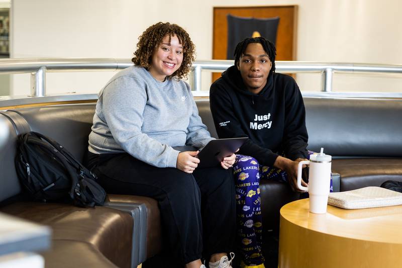 Kishwaukee College students interact on campus during the Spring 2023 semester. (Photo provided by Kishwaukee College)