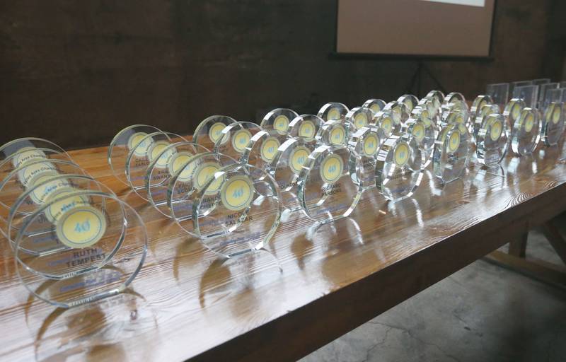 A view of the 40 Under Forty awards during the Illinois Valley Chamber of Commerce Champions of Change Awards Night on Wednesday, May 6, 2026 at the Westclox Event Center in Peru.