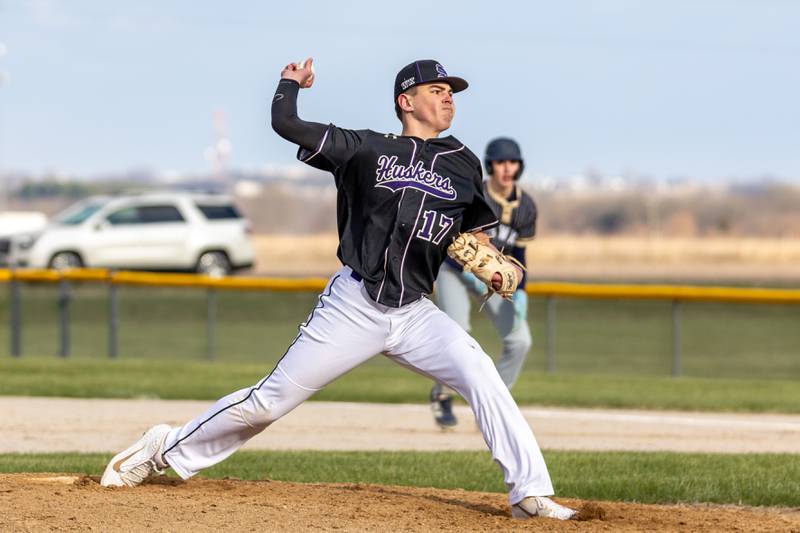 Beau Raikes of Serena pitches on Monday, April 7, 2025 at Serena High School in Serena.
