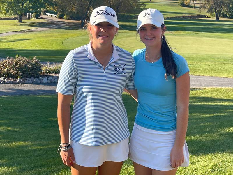 Oswego Co-op freshman Alli Wiertel (right) tied for fourth at the Class 2A state tournament on Saturday. Teammate Kendall Grant tied for 24th.