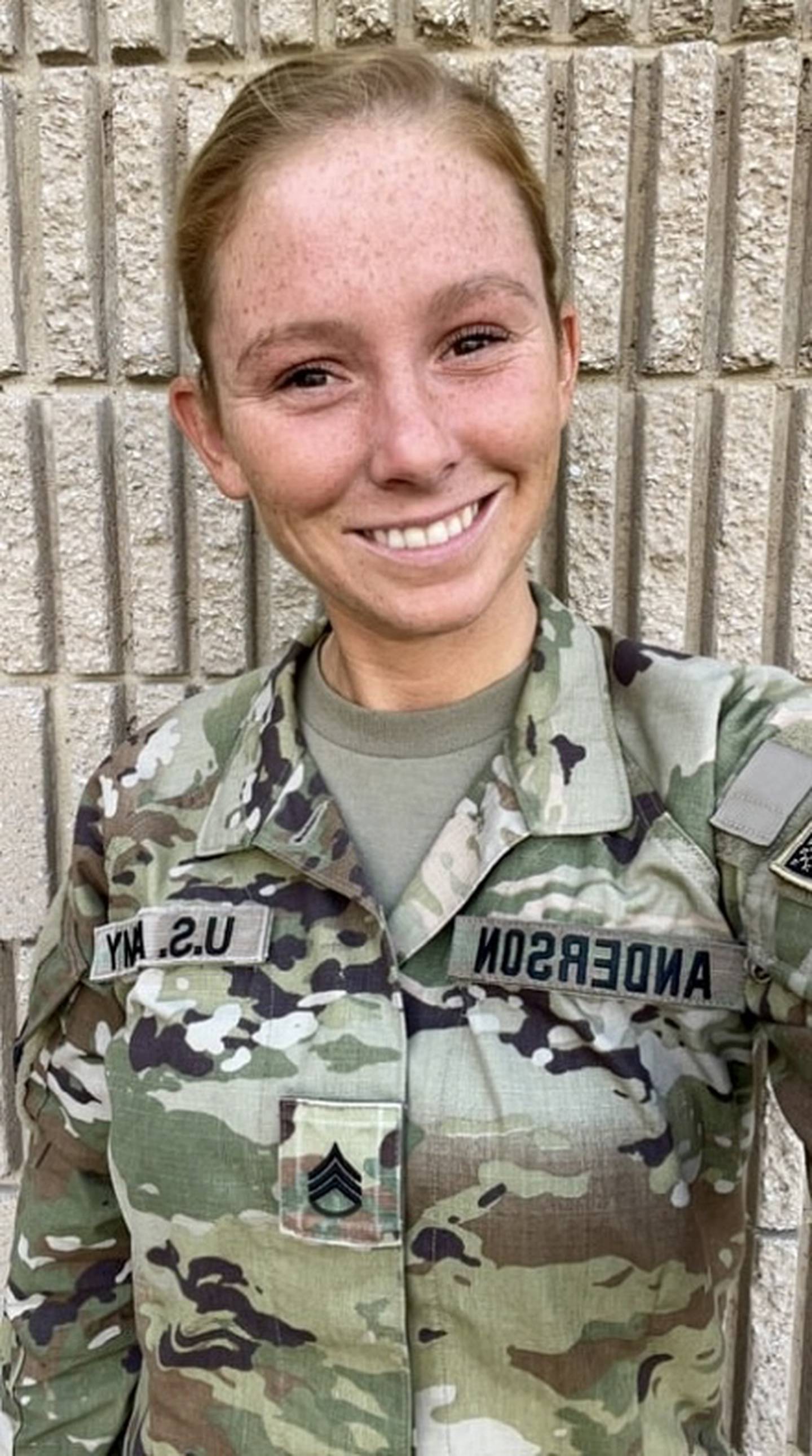 Illinois Army National Guard Staff Sgt. Brooke Anderson of Morris is newly returned after a deployment in Kuwait.