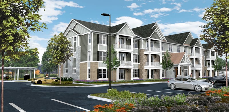 A rendering of the proposed 24-unit apartment building at southwest corner of Congress Parkway and Exchange Drive in Crystal Lake.