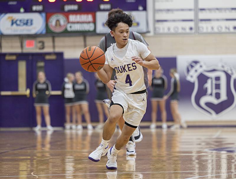 Dixon’s Yuan Santos handles the ball Tuesday, Dec. 20, 2022 against IVC.