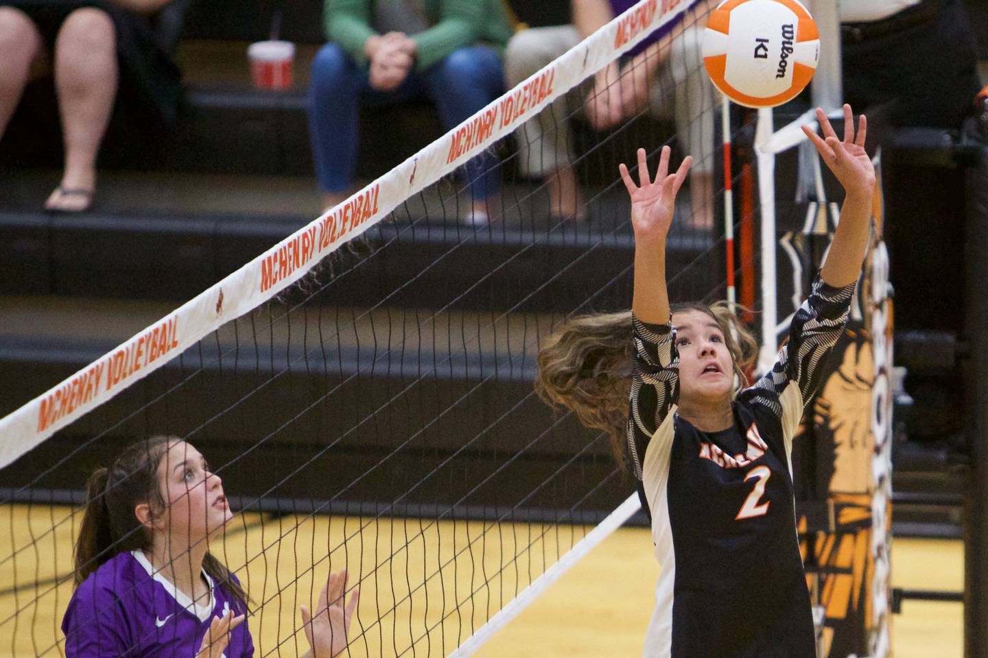 McHenry's Ella Jenkins with the set against Hampshire on Tuesday, Sept. 6,2022 in McHenry.