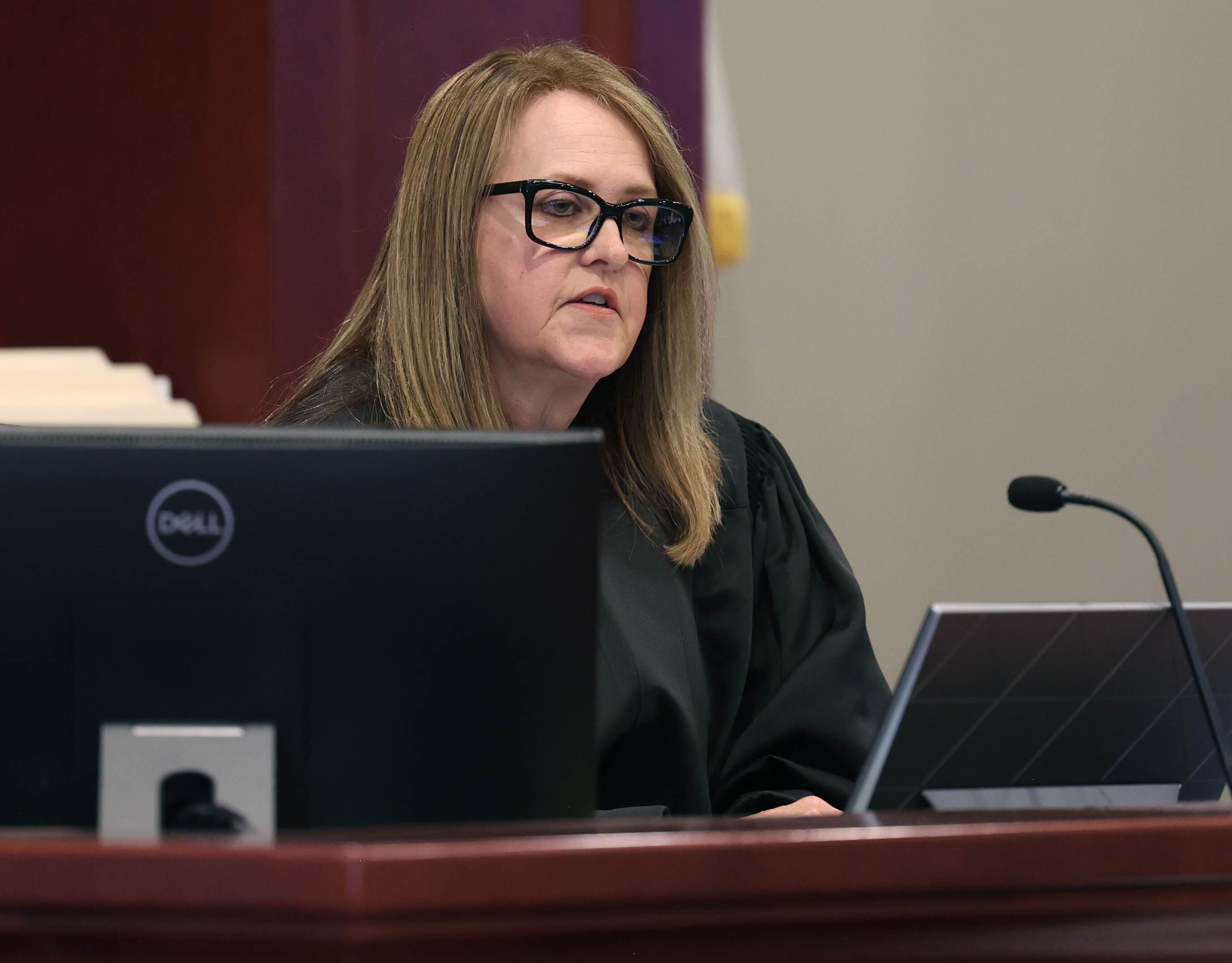 Circuit Court Judge Marcy Buick pronounces her sentence on Nathan P. Sweeney Tuesday, Aug. 26, 2025, at the DeKalb County Courthouse in Sycamore. Sweeney received the maximum 14 years for driving under the influence and causing the 2024 crash that killed DeKalb County sheriff’s deputy Musil.