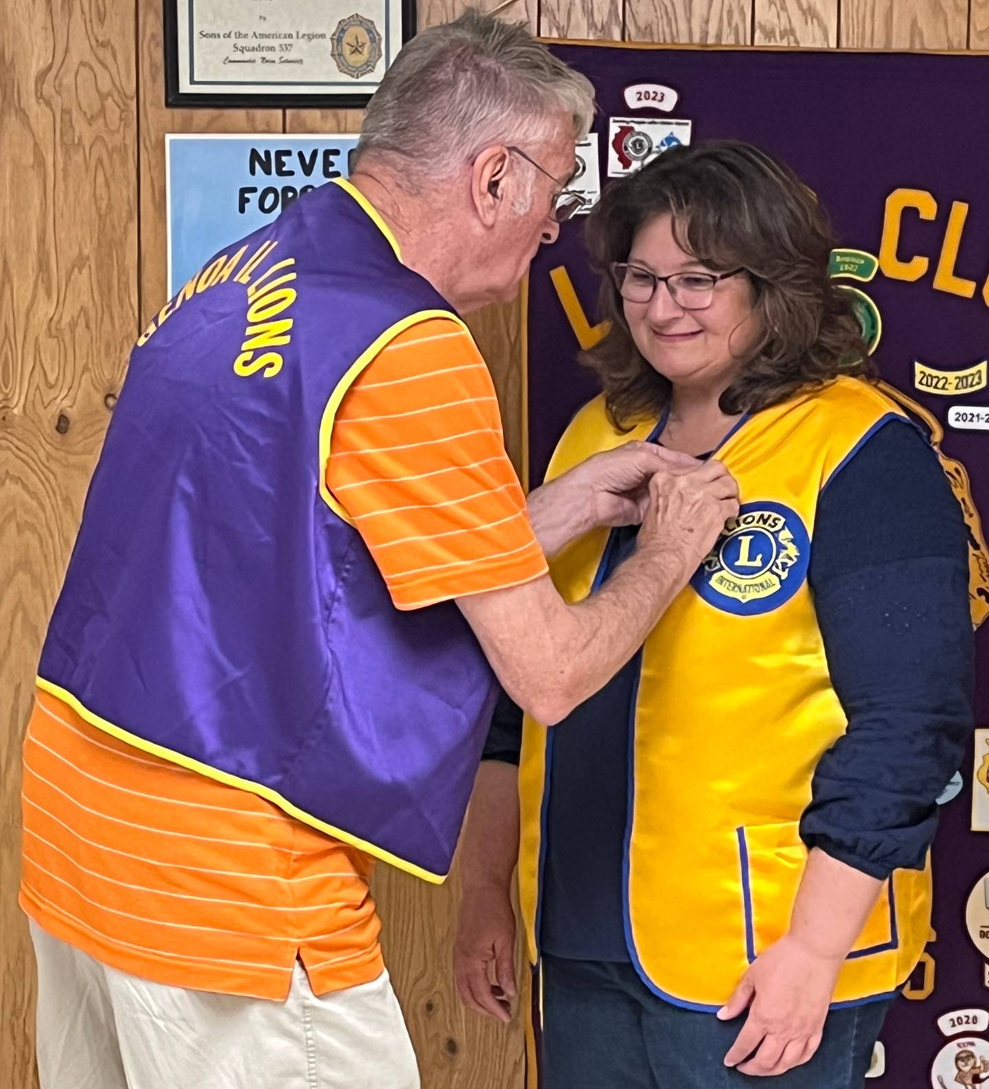 (Left to right); Genoa Lions president Gene Bradford and Genoa Lion Barb Siskna
