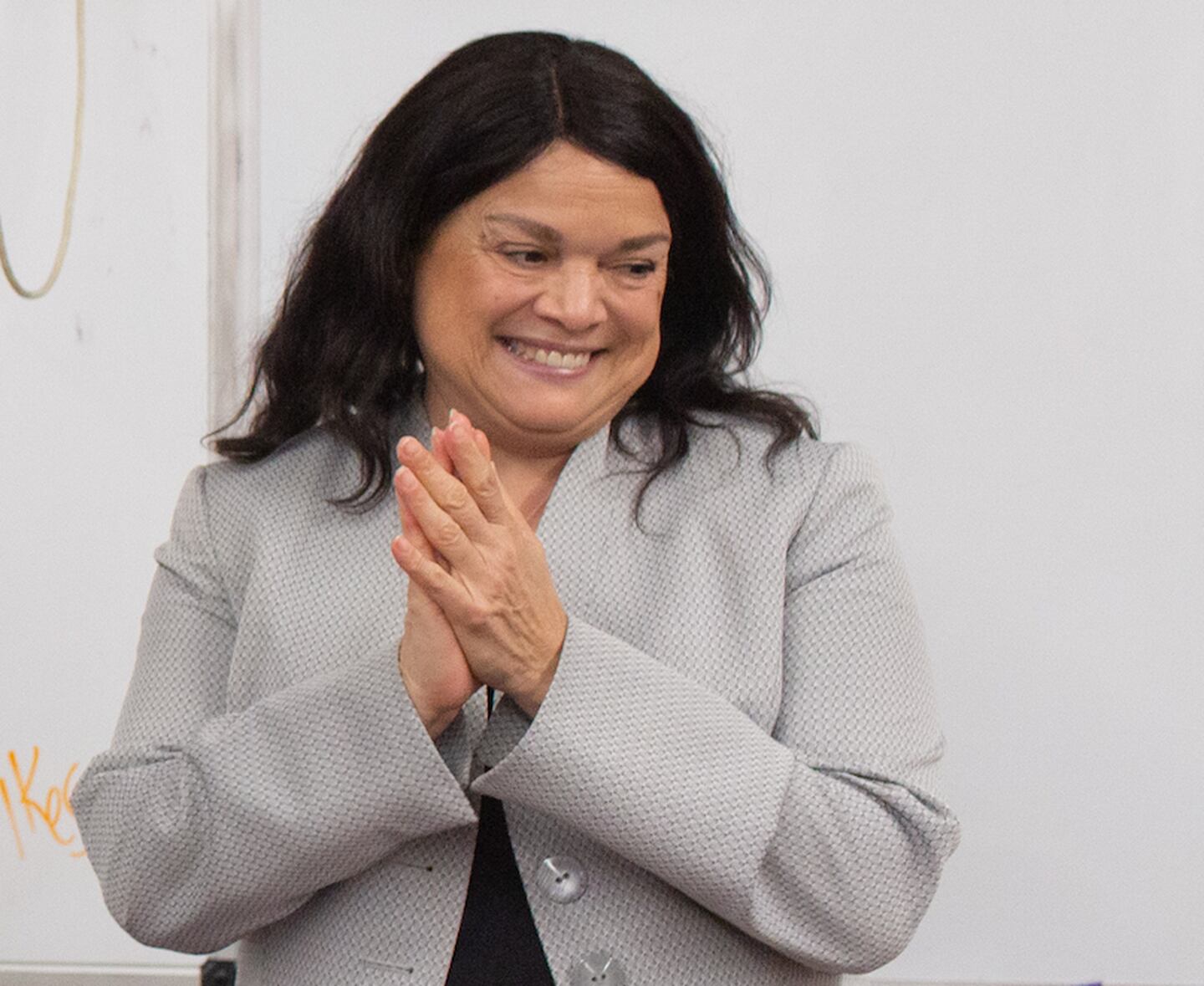 Carmen Ayala, state superintendent of education, appears during the March 22 presentation for Teacher of the Year at Oregon High School. She will be the featured presenter at an Education Pathways symposium April 29 at Sauk Valley Community College.