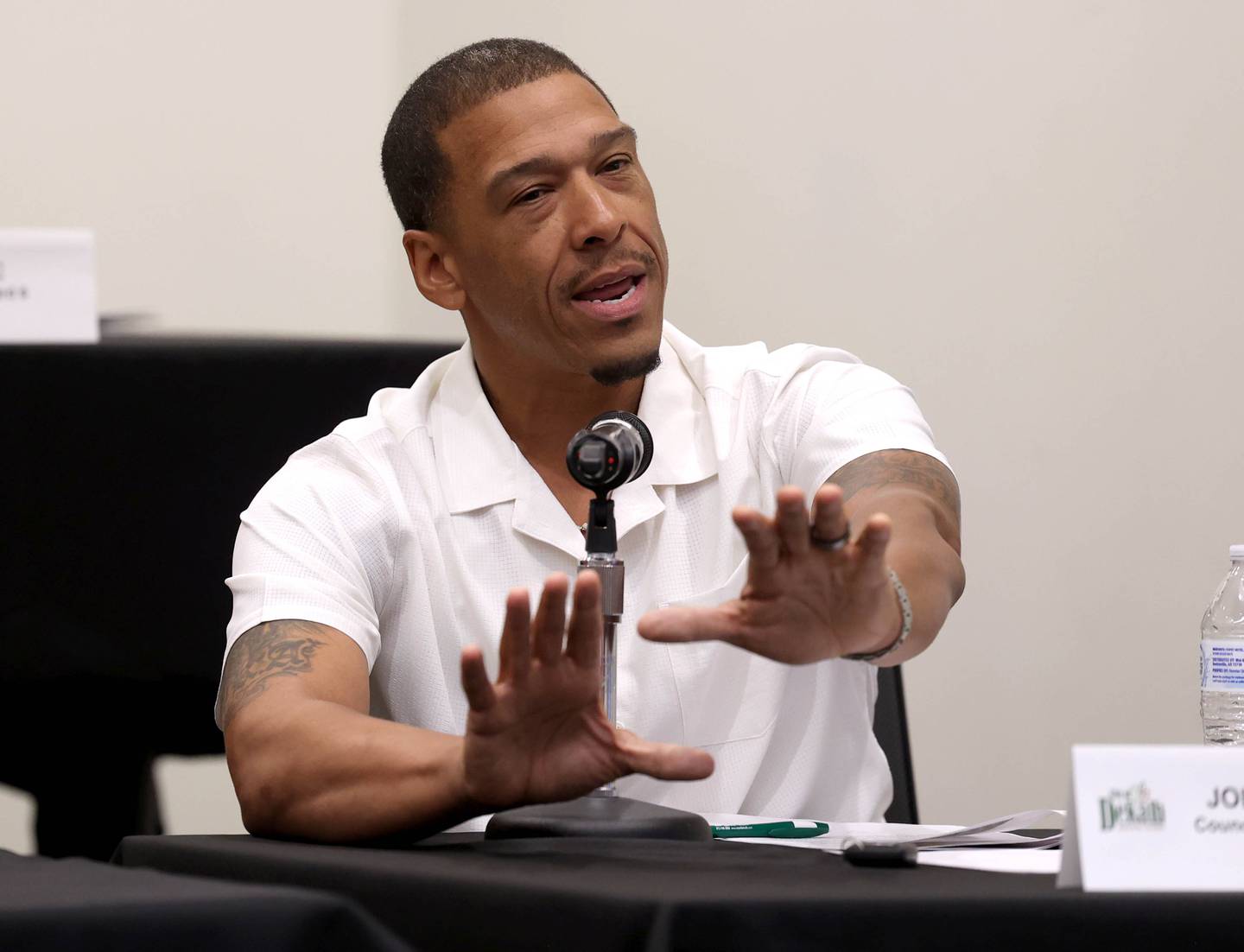 DeKalb 7th Ward Alderman John Walker talks Monday, June 23, 2025, about the reasons for amending the city code to prohibit the sale of illicit THC products and kratom within DeKalb during the city council meeting at the DeKalb Public Library.