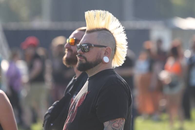 Ian Grady, of Charleston South Caroline, sports the mohawk on day one of Riot Fest, Friday, Sept. 15, in Chicago.