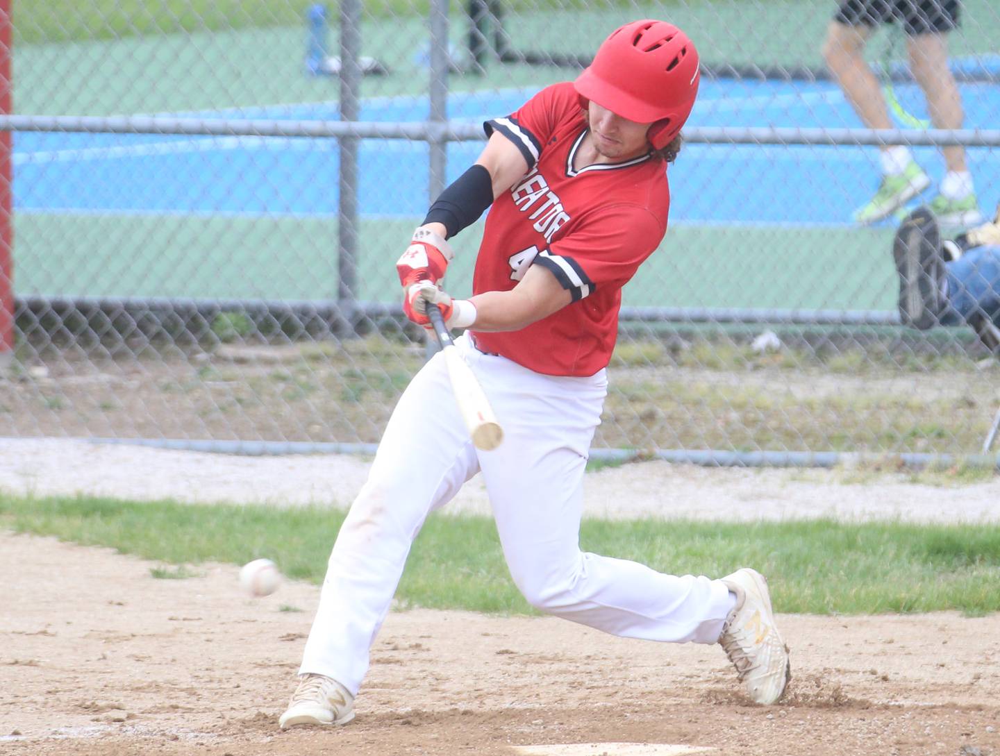 Streator's Noah Camp makes contact with the ball against Ottawa on Tuesday, May 14, 2024 at Streator High School.