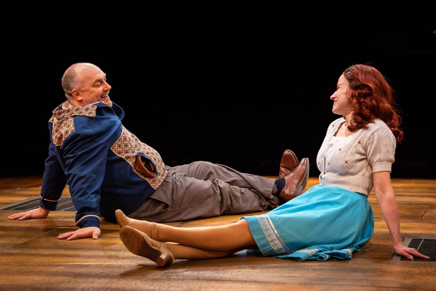 Alexander Gemignani and Heidi Kettenring play husband and wife "Edward" and "Sandra Bloom" in "Big Fish," the musical now playing at the Marriott Theatre in Lincolnshire through March 19. Photo by Liz Lauren.