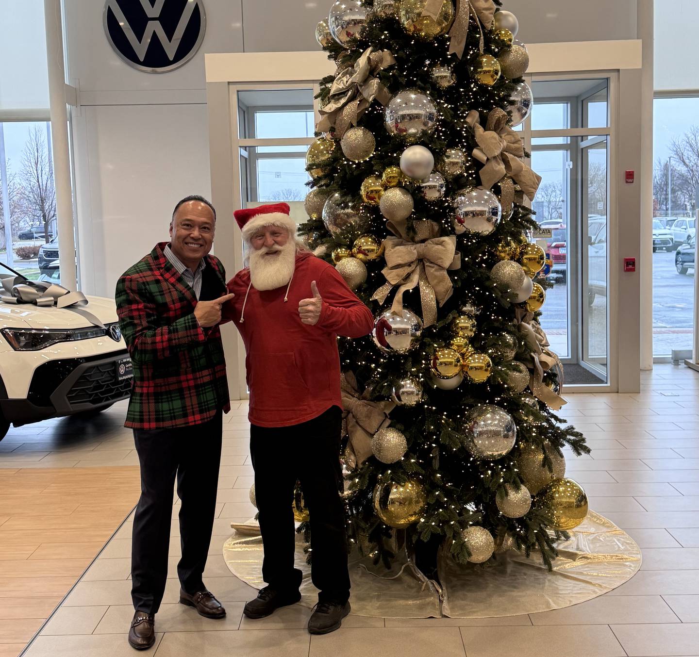 Santa paid a visit to Emir Abinion's Fox Valley Volkswagen dealership in St. Charles after Michelle DeMarco and her team decorated for Christmas.