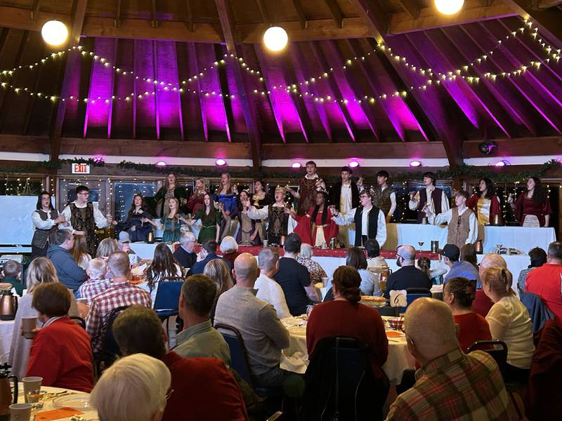 Oregon High School's Madrigal singers perform a musical selection on Saturday, Dec. 7, 2024 at the Brubaker Center at Stronghold Camp & Retreat Center north of Oregon. The troupe also performed on Friday. Dec. 6.
