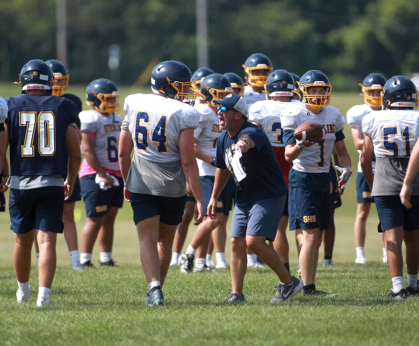 Sterling participated in a joint practice with Glenbard South and Oswego East football teams on Tuesday, July 15, 2025 in Oswego.