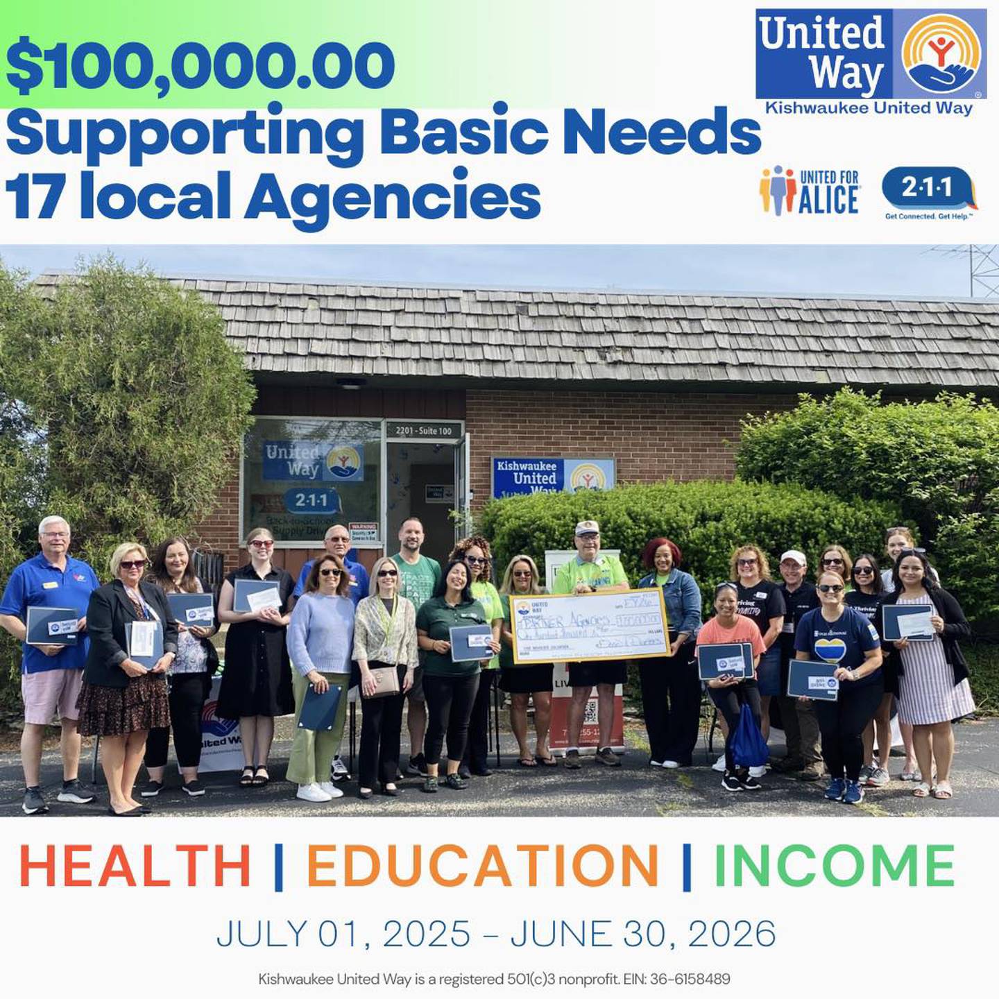 Kishwaukee United Way’s Board of Directors has unanimously approved the allocation of $100,000 for fiscal 2026, meant to support basic needs of area residents.
