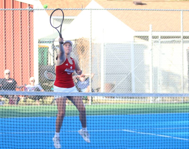 Streator's Adelaide Mahan plays tennis against Kankankeeon Monday, Sept. 30, 2024 at Streator High School.