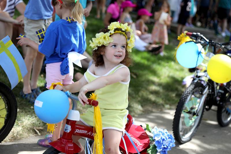 Amelia Braley, 3, prepares for the Swedish Days Kids’ Day Parade in Geneva on Friday, June 24, 2022.