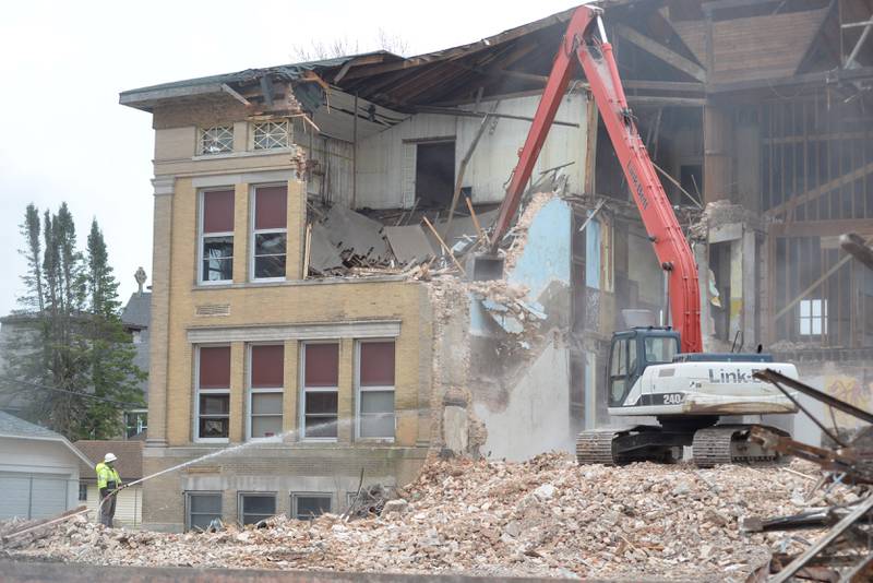 The inside of one of the rooms of the Congress School, 208 N. Congress Ave., can be seen on Tuesday, April 1, 2025 in Polo as demolition of the 41,000 square foot school built in 1899 continues.
