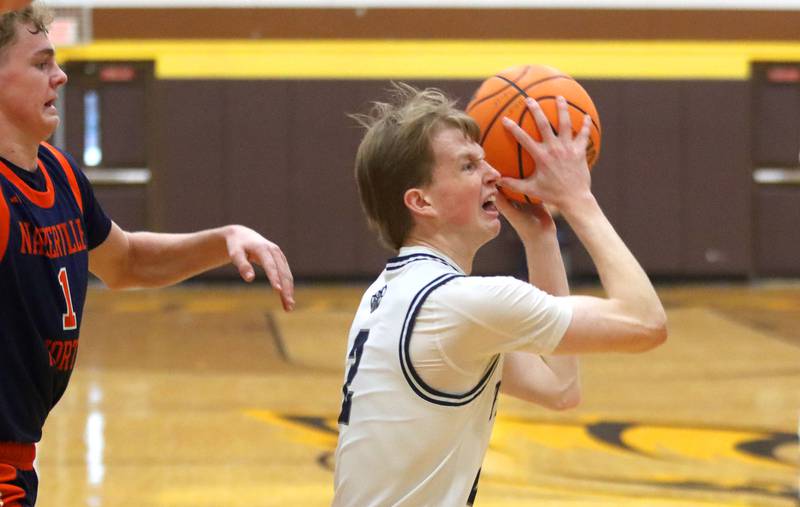Cary-Grove’s AJ Berndt heads for the hoop against Naperville North in varsity boys basketball Hinkle Holiday Classic action on Monday, Dec. 21, 2025, at Jacobs High School in Algonquin.