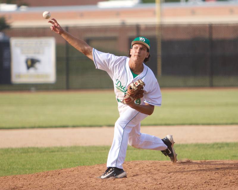York's Chris Danko delivers a pitch against St. Charles North at the Class 4A Sectional Final on Friday May 31, 2024 in St. Charles.