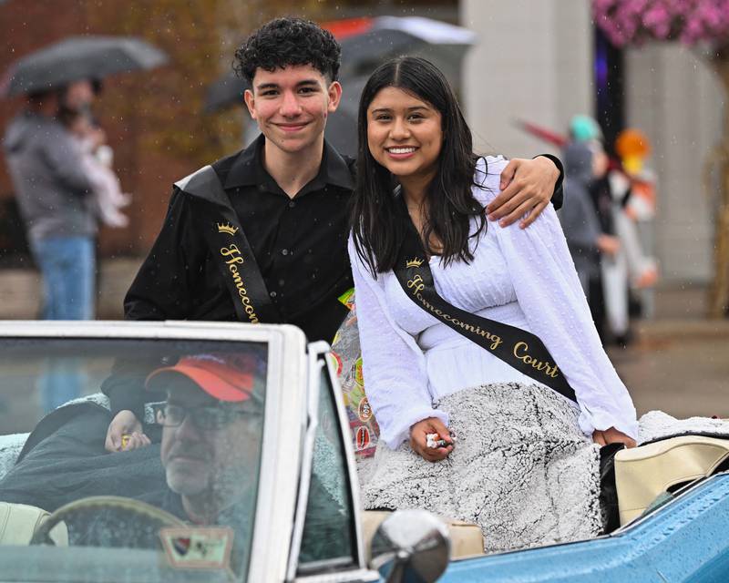 Members of the Crystal Lake Central H.S. homecoming court seen during their 100 year anniversary homecoming day parade on Saturday, Sep. 16, 2023 in Crystal Lake. The parade began at the high school and made its way through downtown Crystal Lake.