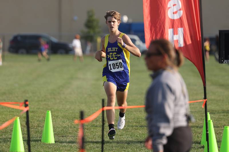 Joliet Central’s Myles Wedic takes second place in the Joliet West Cross Country Dual Meet on Monday, Aug. 28, 2023 in Joliet.