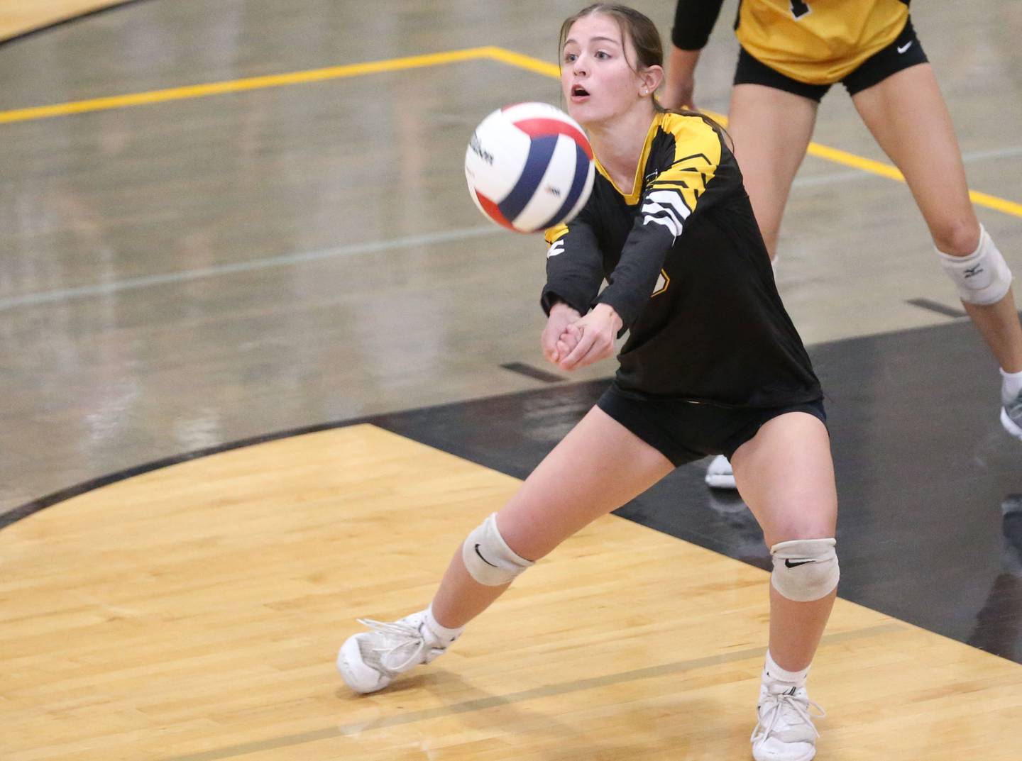 Putnam County's Ella Pyszka returns a serve during the Class 1A Regional semifinal game on Wednesday, Oct. 29, 2025 at Putnam County High School.