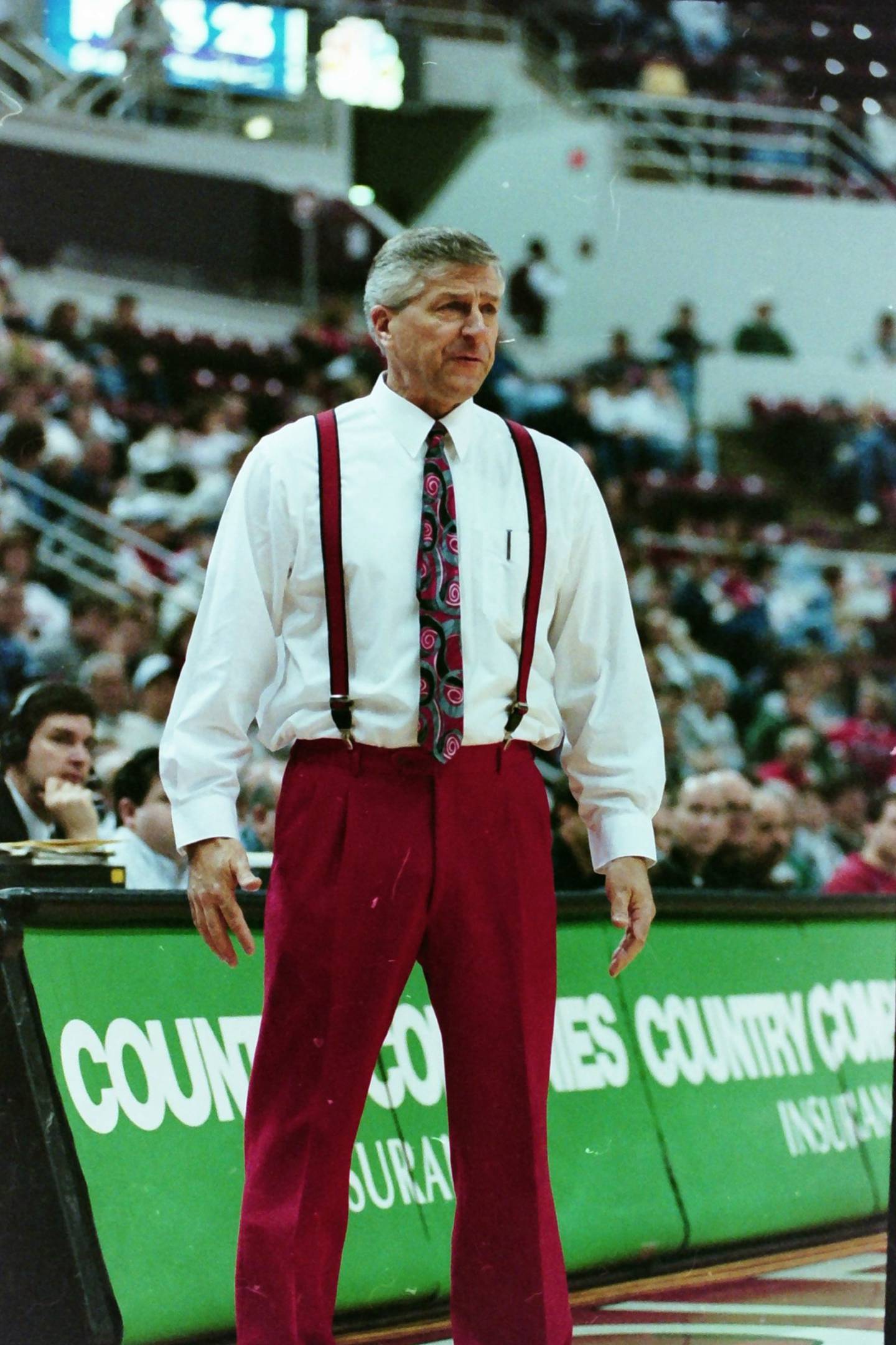 Hall coach Eric Bryant dressed as sharp as Red Devils team played during the 1996-97 and 1997-98 seasons.