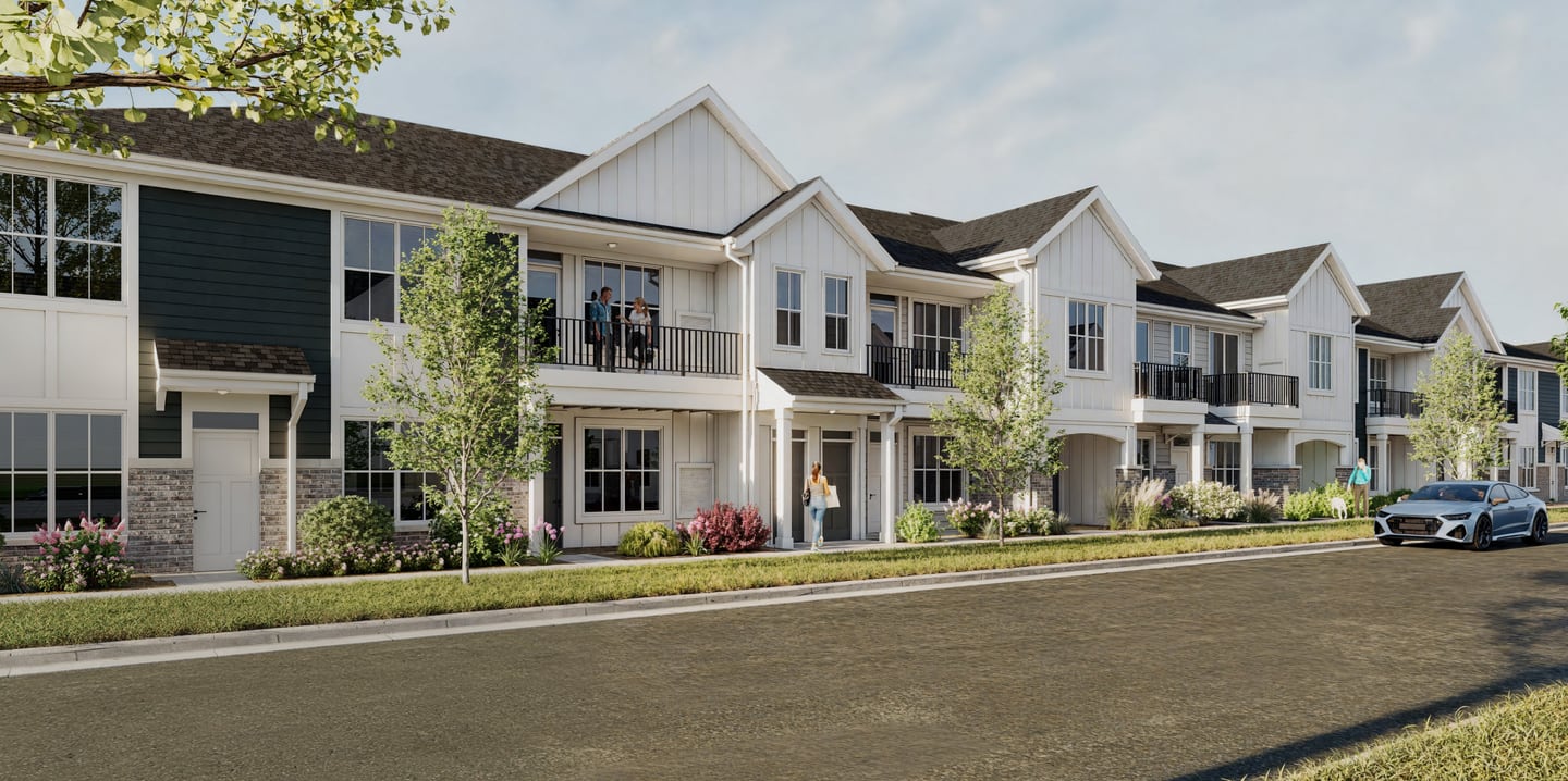 A rendering shows a proposed development on more than 35 acres off Route 31 in Cary from Milwaukee-based Fiduciary Real Estate. It would have   commercial space mixed with luxury housing and amenities like a dog park, pool house and pickle ball courts.