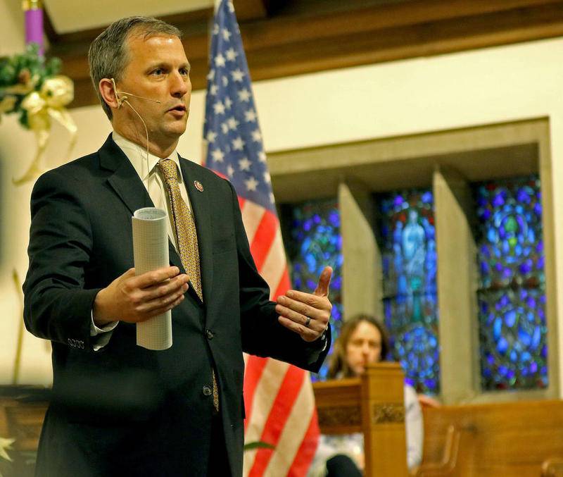 U.S. Rep. Sean Casten speaks during a town hall at St. Mark's Episcopal Church in Glen Ellyn on Dec. 15.