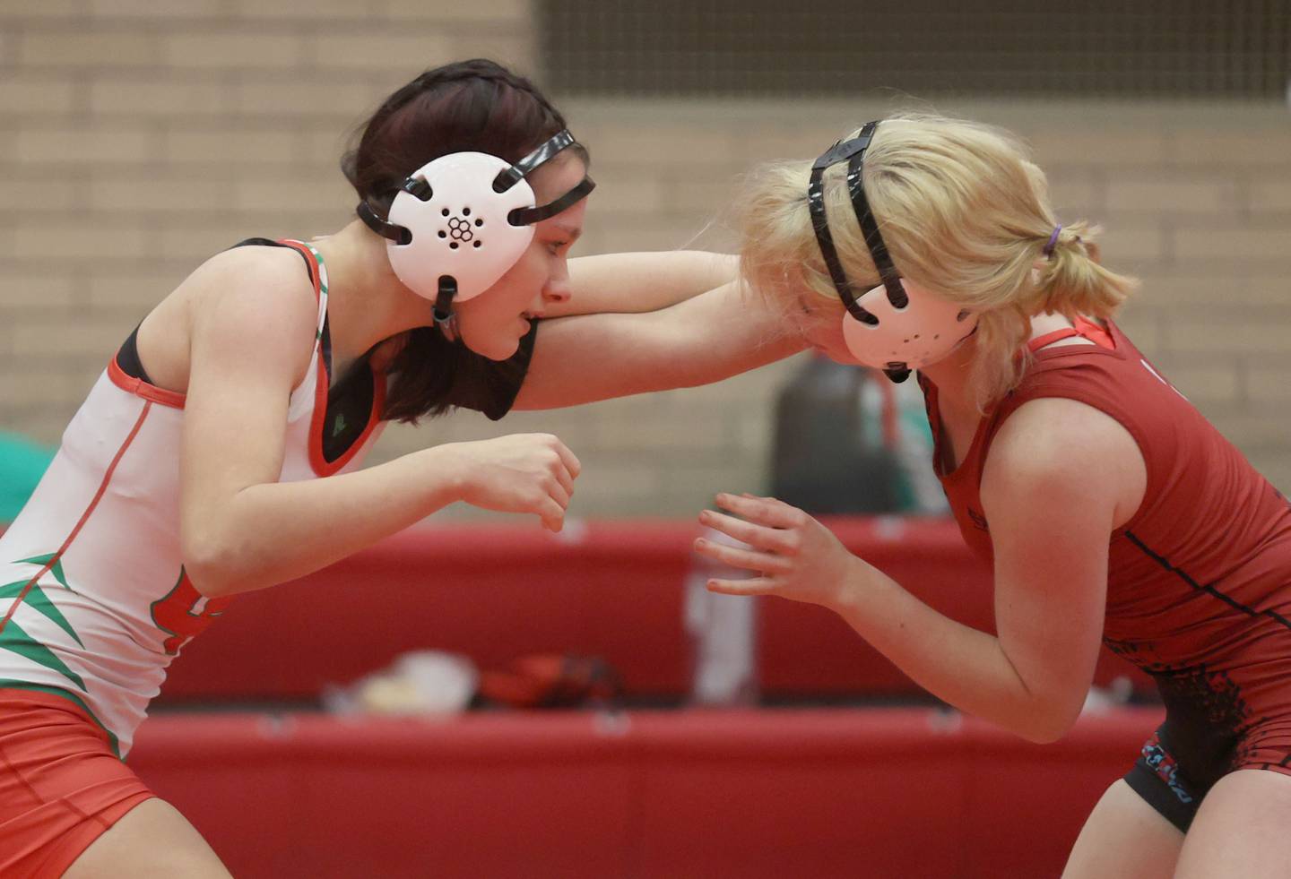 L-P's Sarah Lowery, wrestles Ottawa's Lily Higgens, during a meet on Thursday Jan. 8, 2026 in Kingman Gymnasium at Ottawa High School.