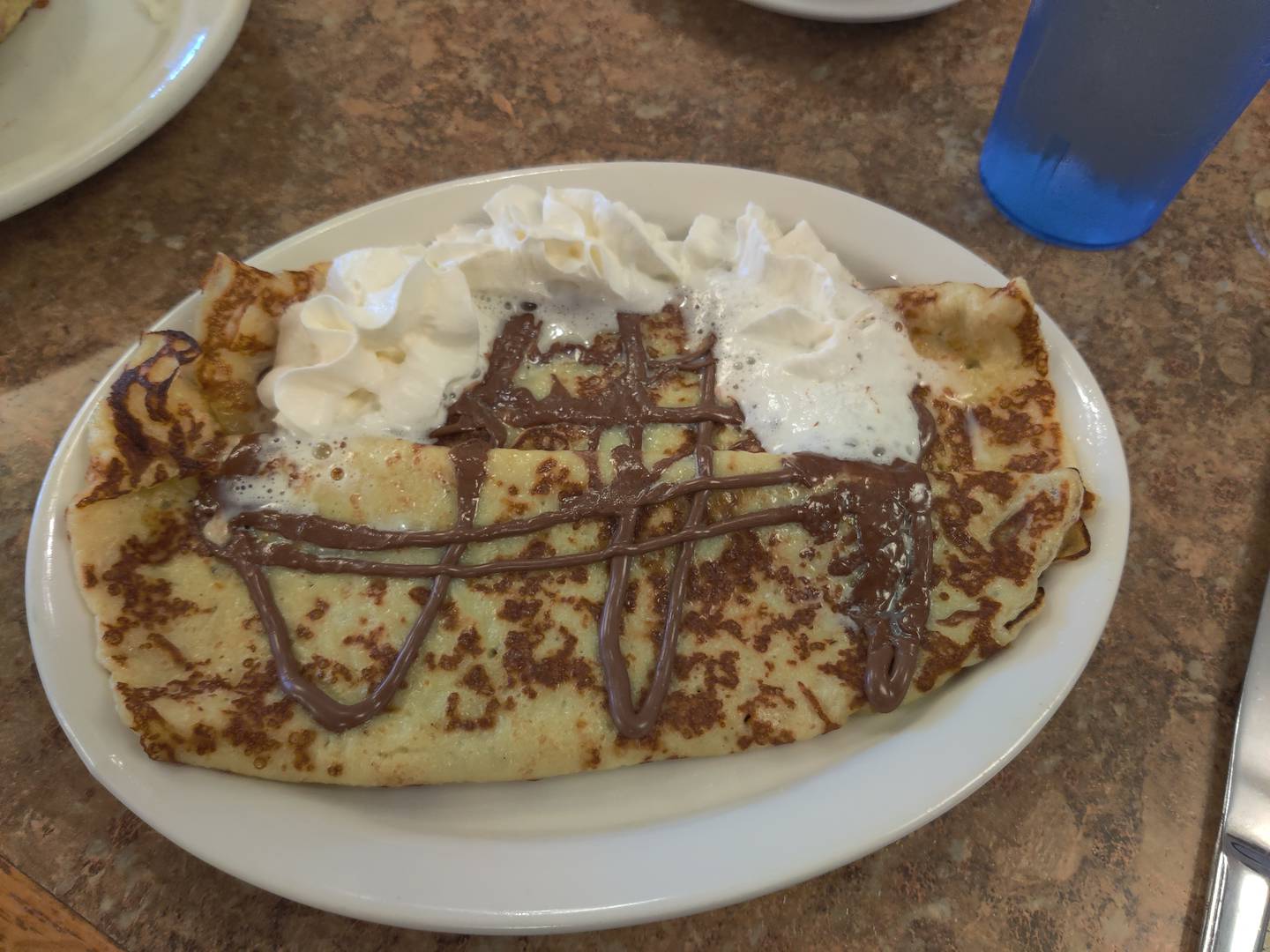 Crepes with Nutella and whipped cream at Briana's Pancake House Restaurant in Batavia.