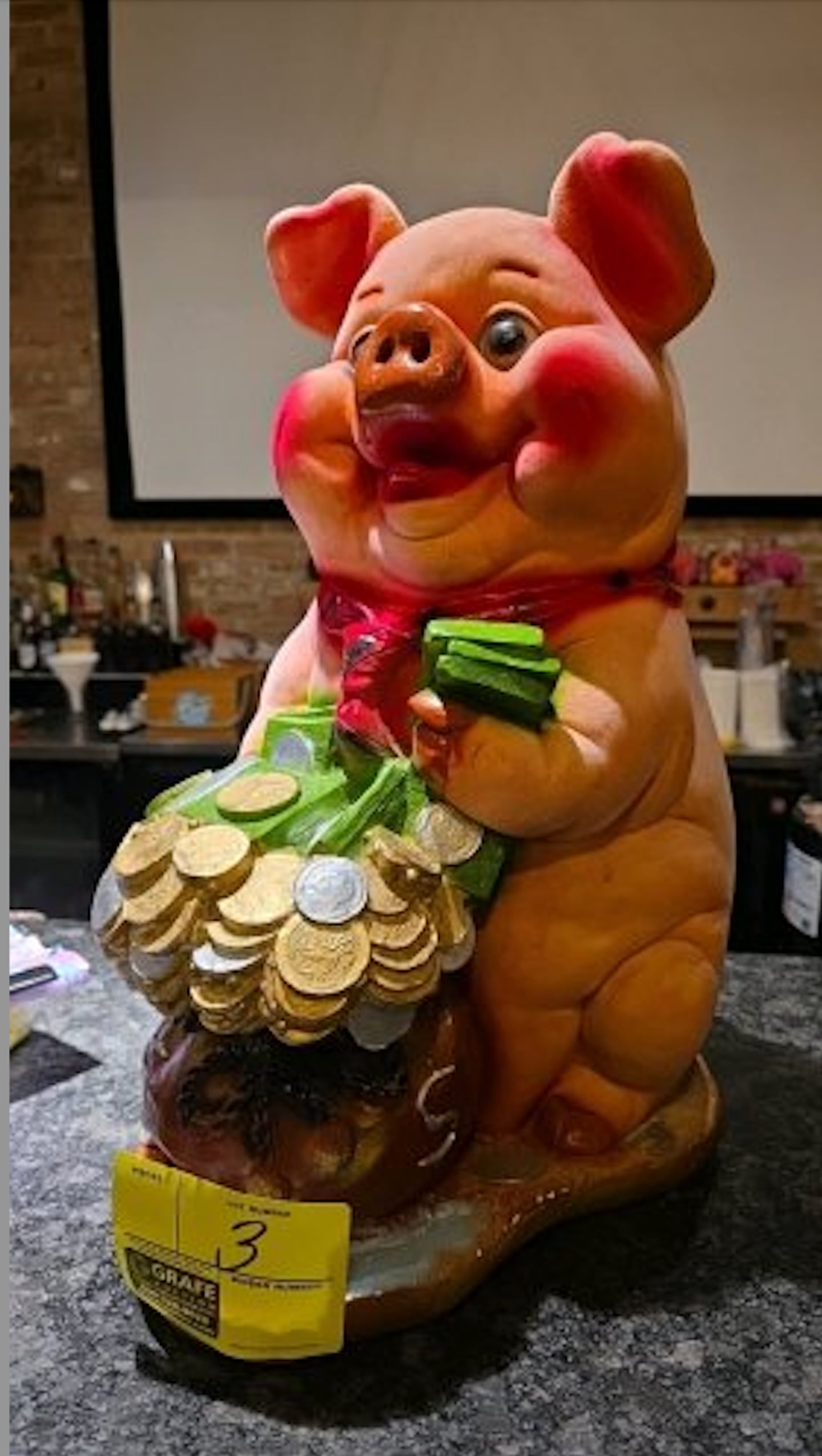 This piggy bank is part of an online auction of the items at the now closed Piggy’s BBQ, Wings & Fish on Illinois Route 59 in Plainfield.