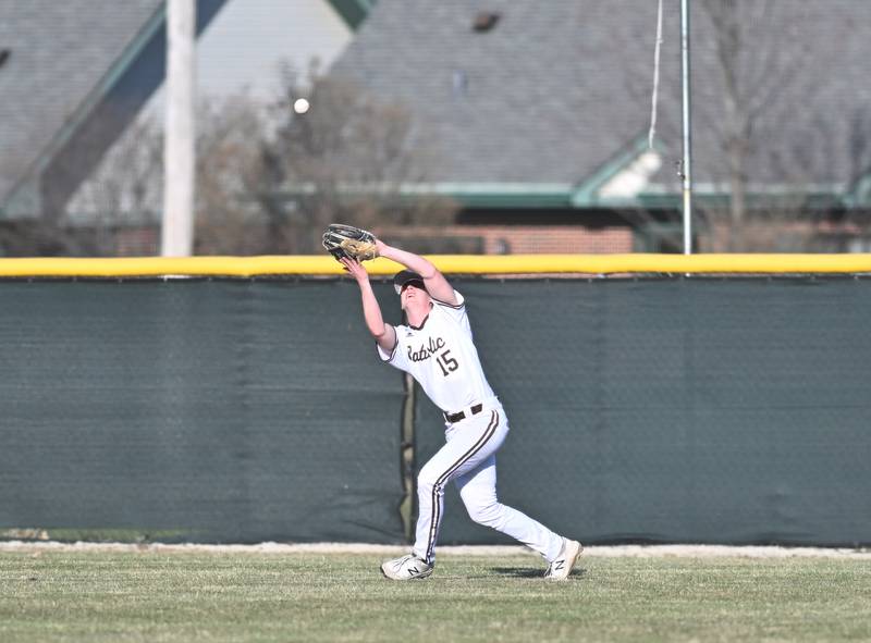 Joliet Catholic's Jack Ryan making a play on ball during the non-conference game against Minooka on Monday, March. 11, 2024, at Joliet.