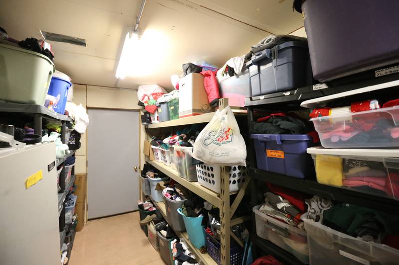 A view of the clothing closet at the Illinois Valley Public Action To Deliver Shelter (PADS) on Wednesday, Feb. 1, 2023 in Ottawa.