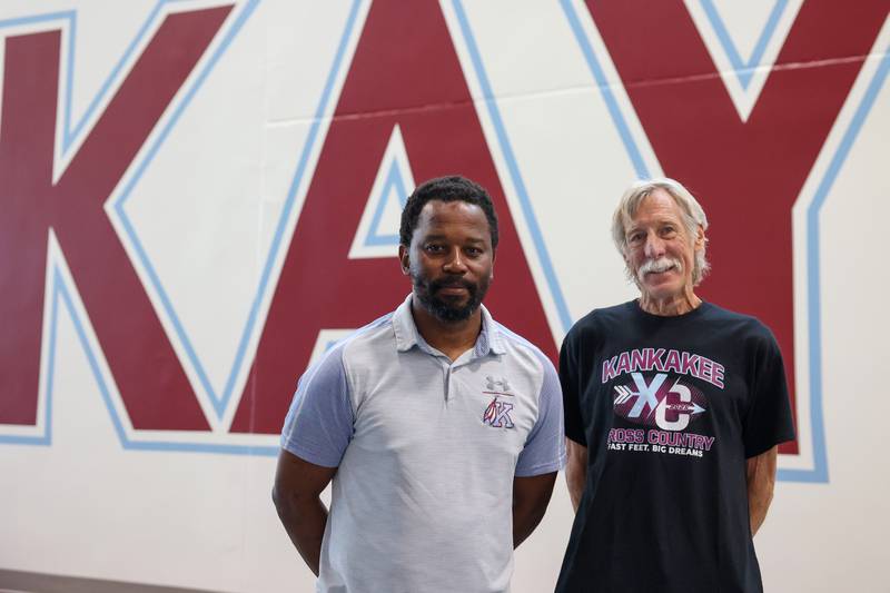 Kankakee soccer coach Vincent Mkhwanazi, left, and cross country coach Rich Olmstead sprang into action following the March 10 tornado that impacted the community and their athletes.