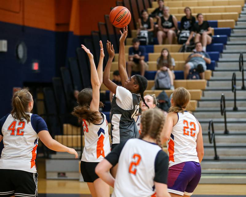 Dekalb's Brytasia Long puts up a shot at the Oswego Girls Basketball Shootout . June 30, 2023.
