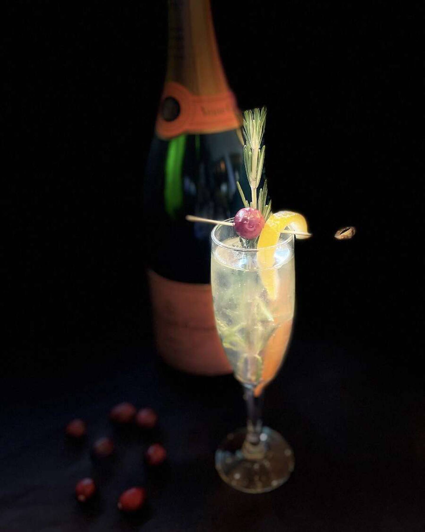 The Partridge in a Pear Tree at Osteria by Capri features pear vodka, fresh lemon juice, simple syrup and is topped with champagne.