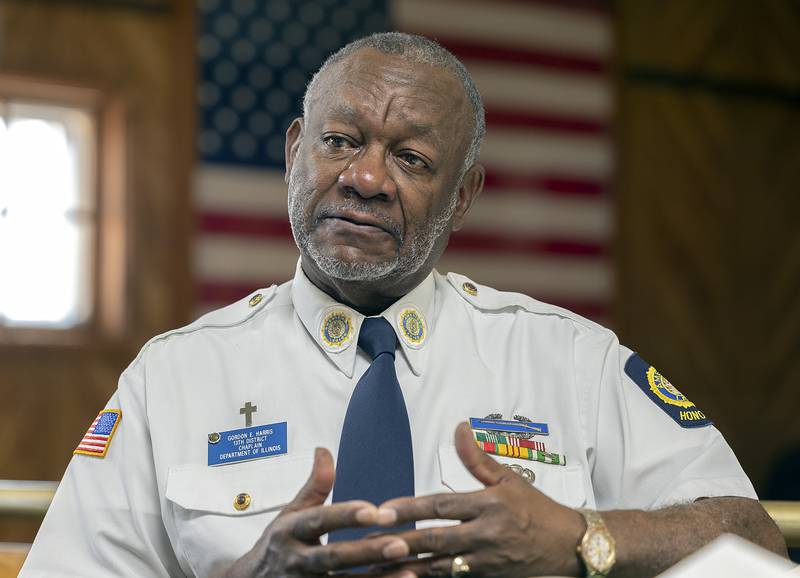 Sterling American Legion Post Chaplain Gordon E. Harris talks about four chaplains' heroic acts aboard the United States Army Transport Dorchester as it sank during World War II.