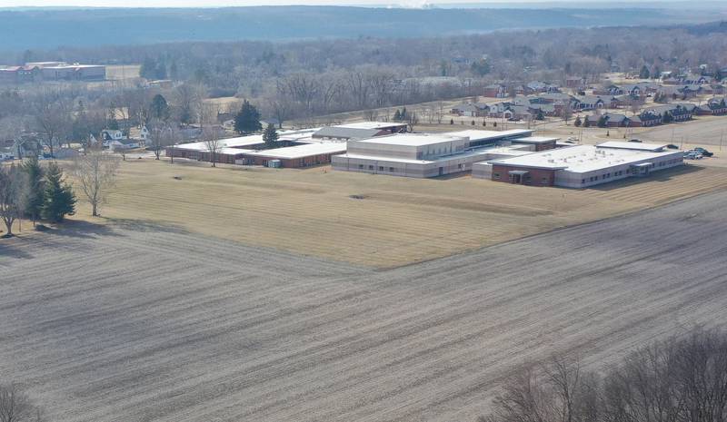 An aerial view of JFK School looking southwest on Thursday, Jan. 22, 2026 in Spring Valley. Spring Valley has been awarded more than $245,000 in grant funding through the Illinois Department of Natural Resources, Gov. JB Pritzker announced earlier this month. City officials said the money will be used to purchase 10.83 acres of land next to a planned 5-acre park right behind John F. Kennedy School on the north side of town.