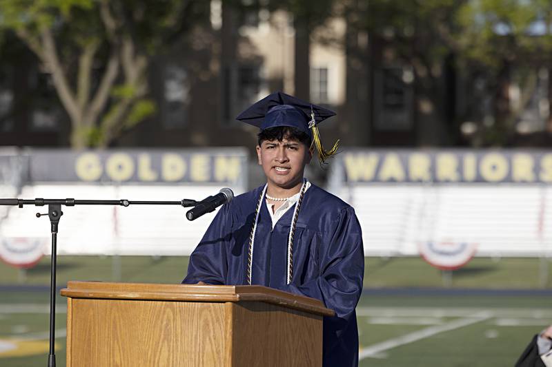 Israel Grande reads his speech Friday, May 26, 2023 during Sterling’s graduation.