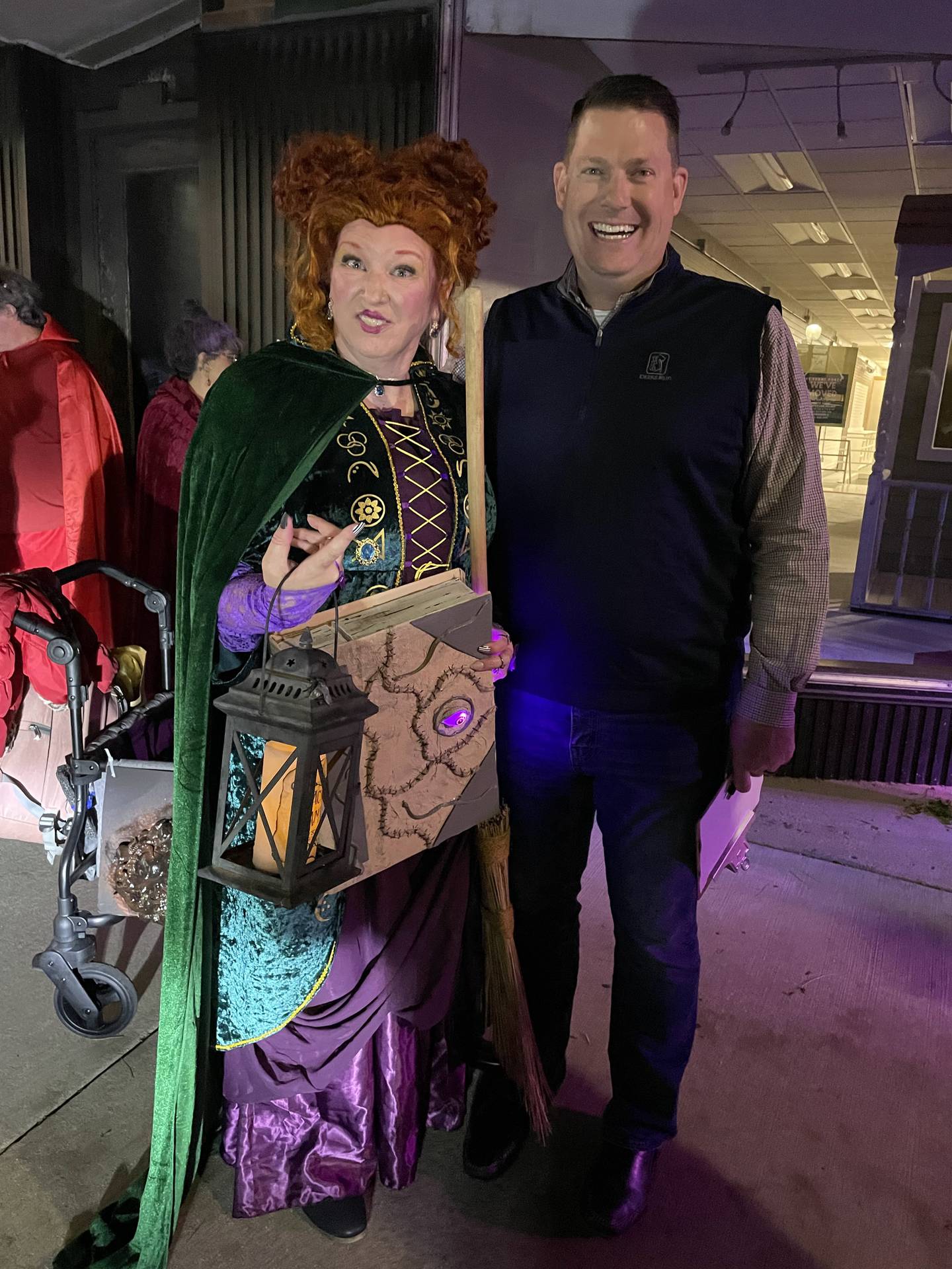 Witches Night Out in downtown Morris, returning from 4 to 9 p.m. Friday, Oct. 25, 2024. The 2023 winner poses with Morris Mayor Chris Brown, one of the judges this year.
