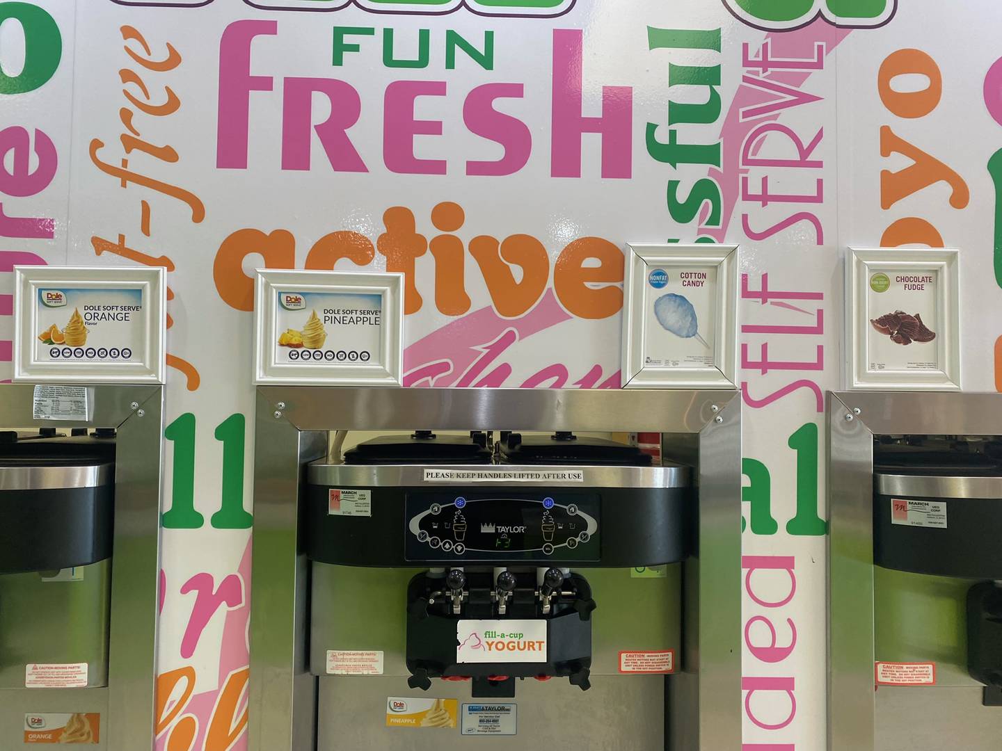 Fill-A-Cup's self-serve frozen yogurt machine is a hit among kids.