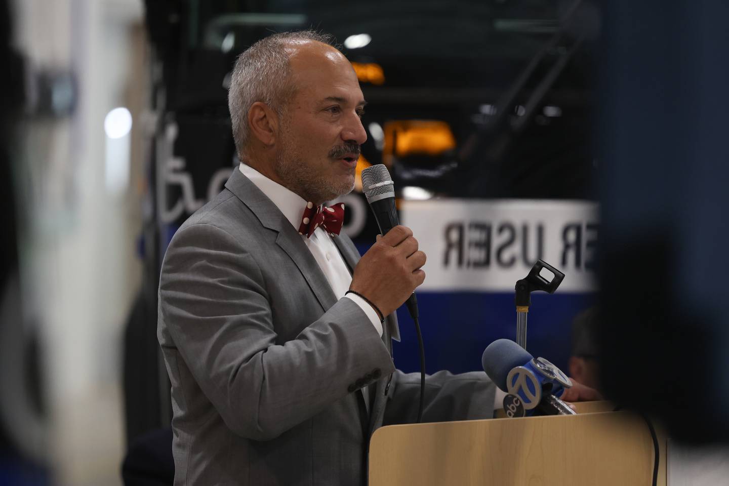 Plainfield Mayor John Argoudelis speaks at Pace’s new 264,000 square foot state-of-the-art facility in Plainfield on Thursday. Thursday, July 21, 2022 in Plainfield.